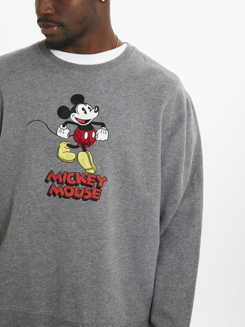 Disney Men's Gray Mickey Mouse Classic Crew Neck Graphic Sweatshirt Size XXL